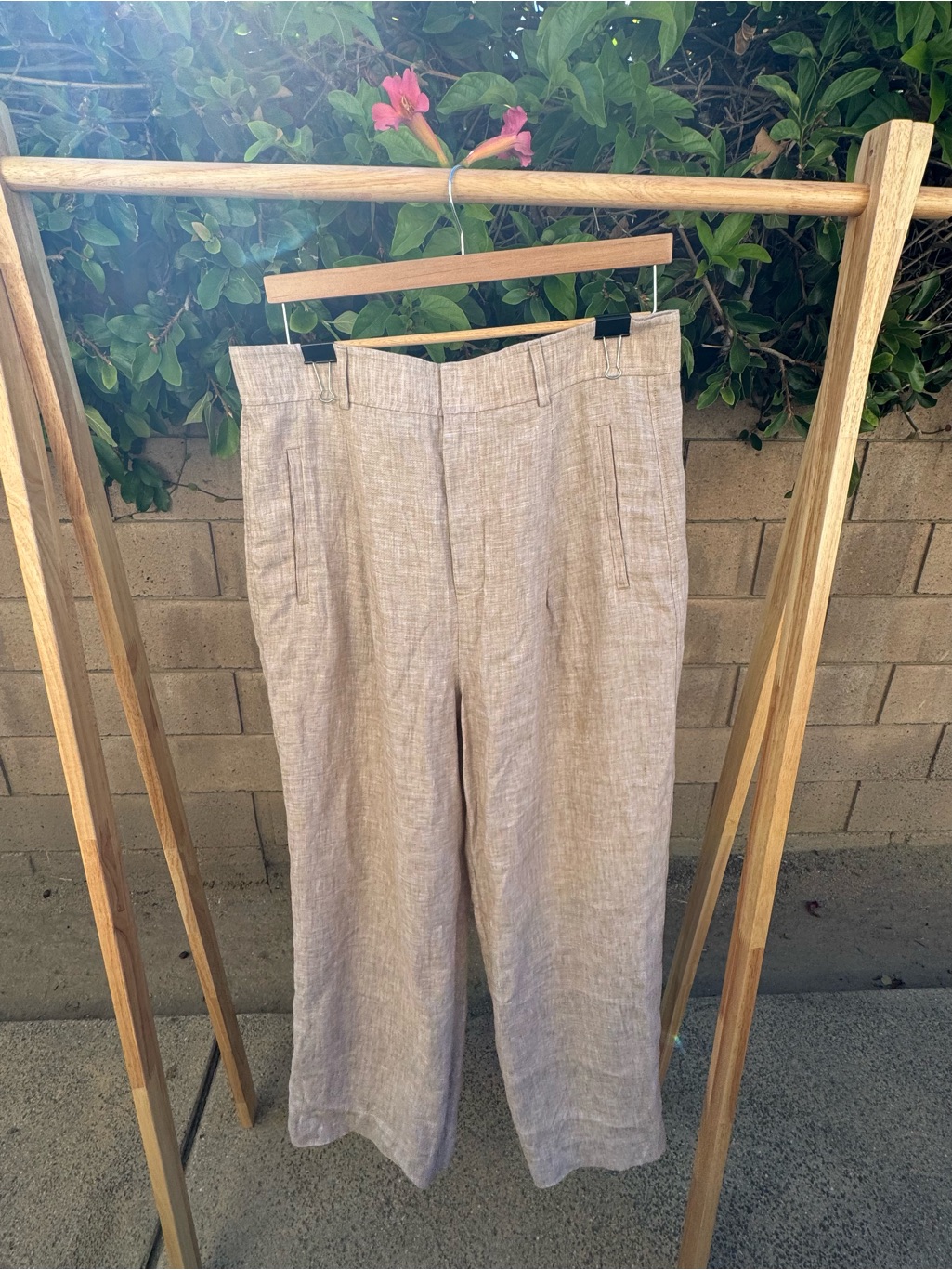 Everlane Linen-Blend Wide Leg Chinos Beige